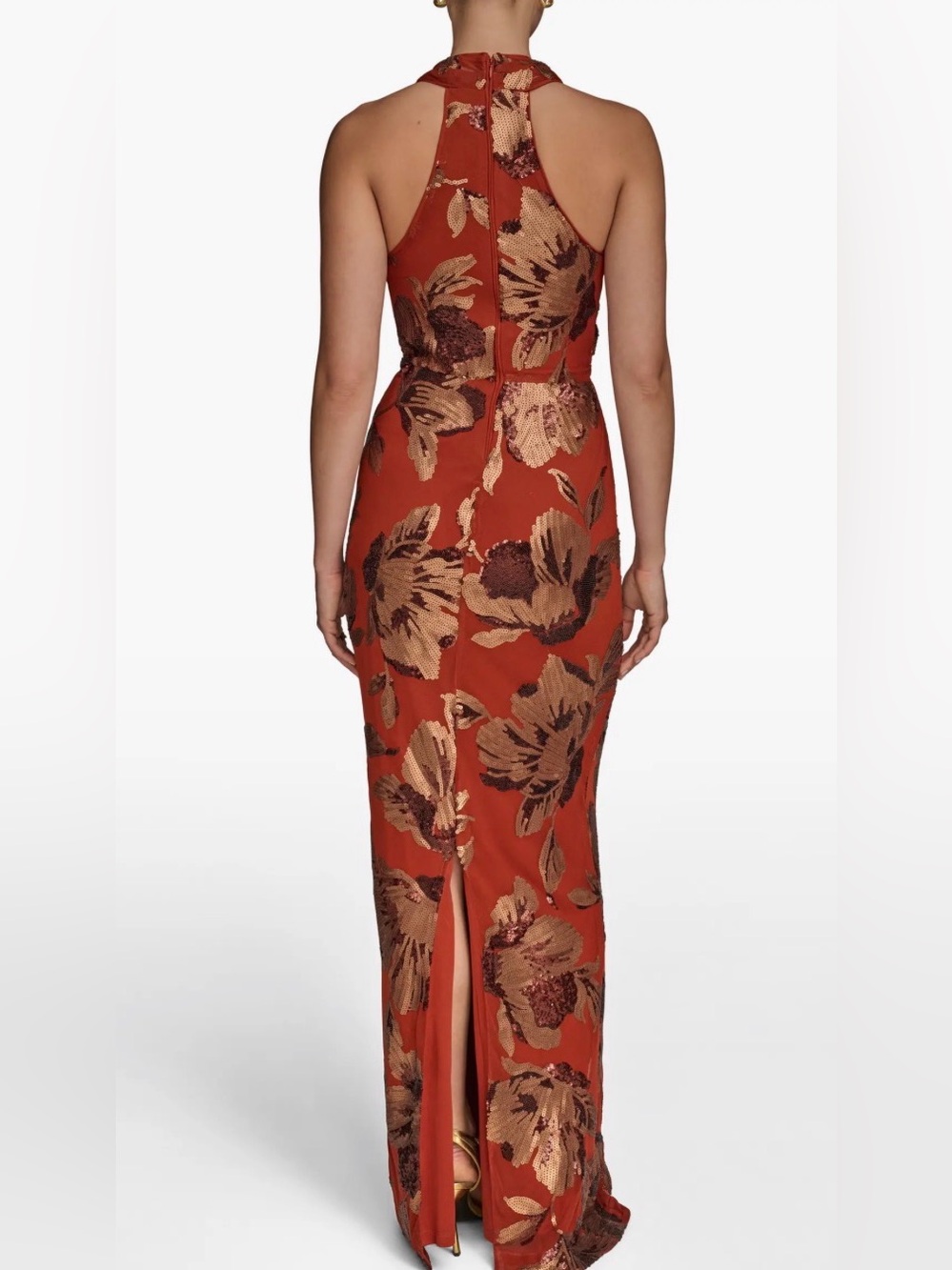 Donna Karan New York Sequin Floral Body-Con Gown Sz 10 - Picture 3 of 6